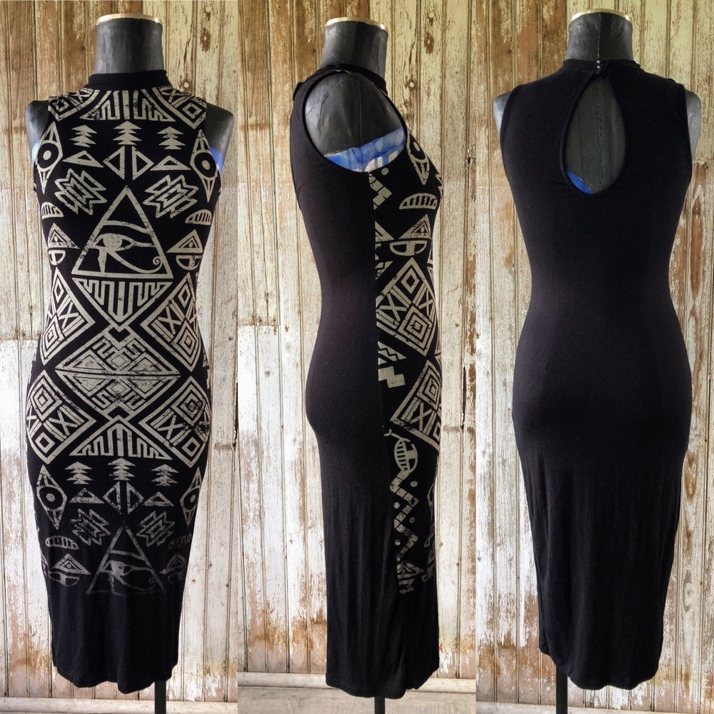 3/$10 Black Egyptian Body Con Maxi Dress Medium
